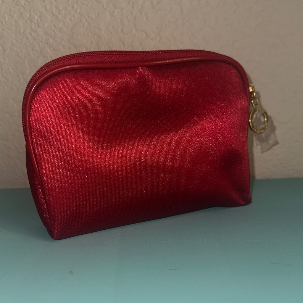 Este Lauder Red Satin Clutch Brand New Never Used